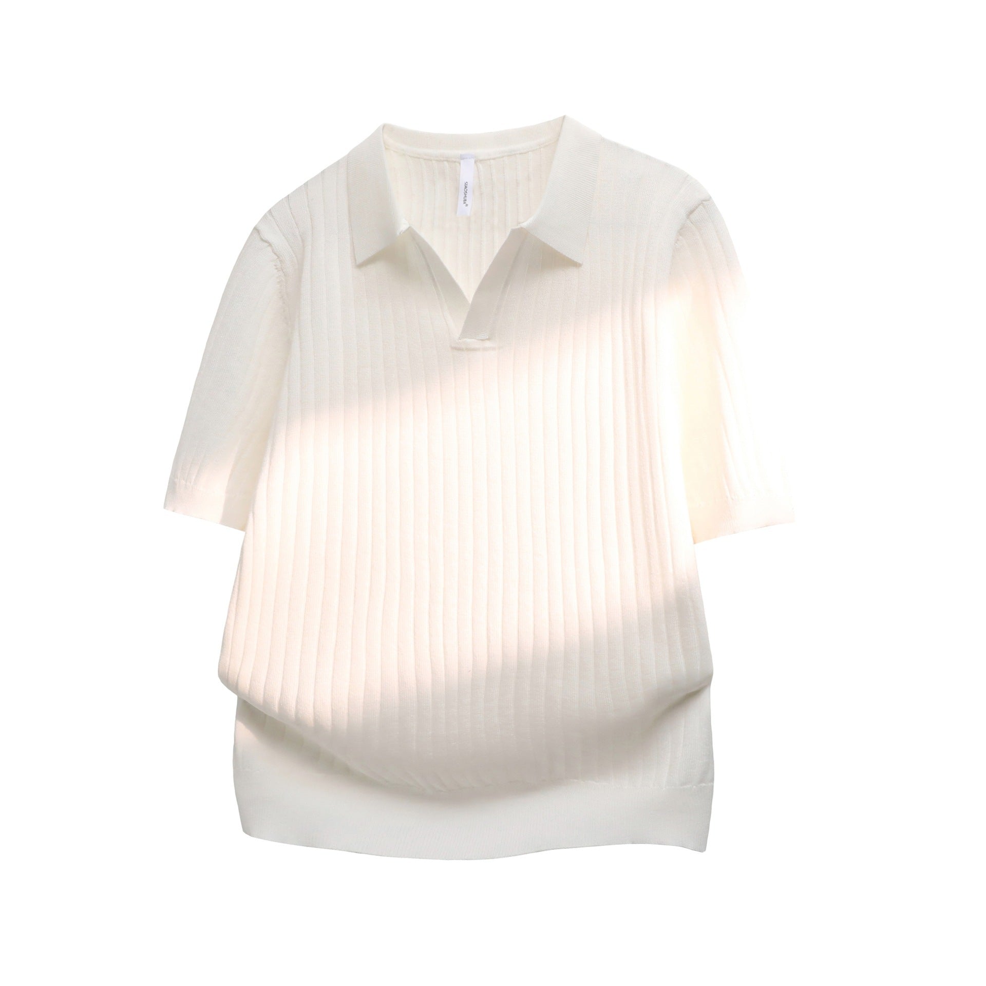 Mens Ice Silk Striped Half-Zip Polo Shirt Slim Fit Knitwear