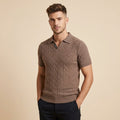 Mens Textured V-Neck Polo Shirt