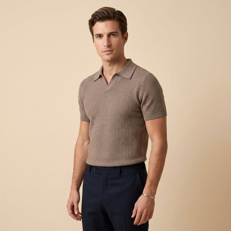 Mens Slim Fit Polo Shirt - Brown