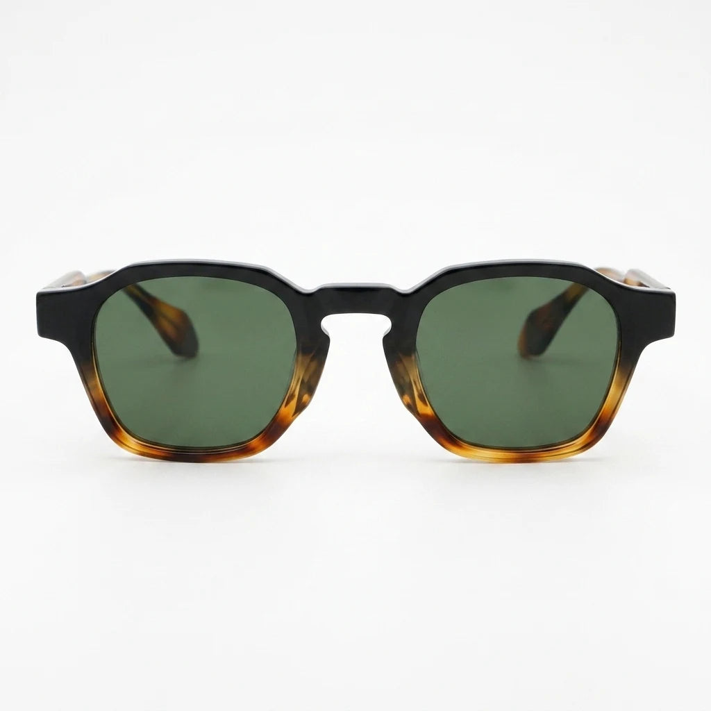 TS-V2 Black Top Beige Bottom Frame Green Lens - frontal