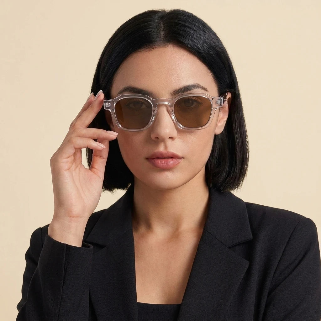 TS-V2 White Frame Brown Lens - female